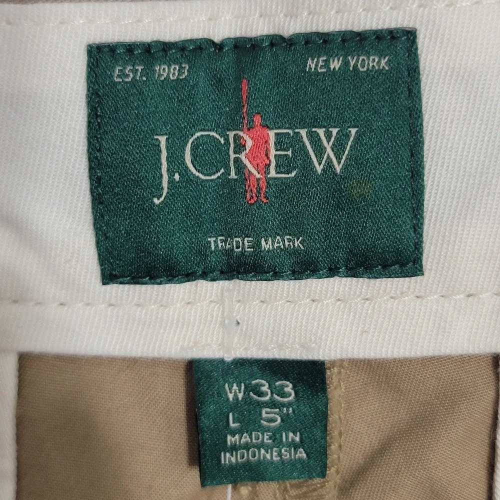 Vtg J. Crew Oarsman Mens Portsider Shorts 33 5" Inseam Khaki Tan Stretch Chino - Picture 2 of 9